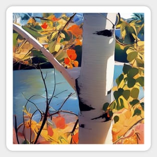 Birch Tree by A River Sticker